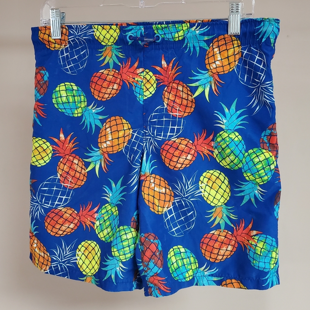 Boy's Wonder Nation Blue with Colorful Pineapples Swim Trunks| Good Condition